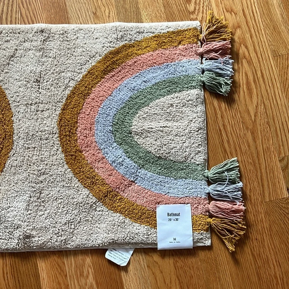 Urban Outfitters Rainbow Fringe Bath Mat NWT